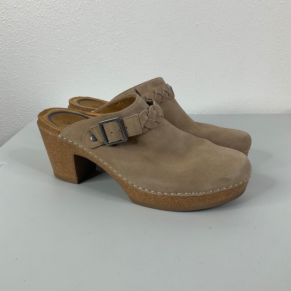 Aetrex Corey Tan Suede Clogs Size 10